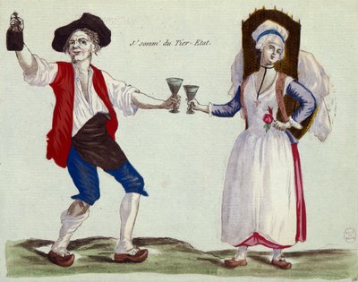 I Drink to the Third Estate (farget gravering og akvatint) av French School